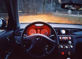 Cockpit in der Dämmerung. 